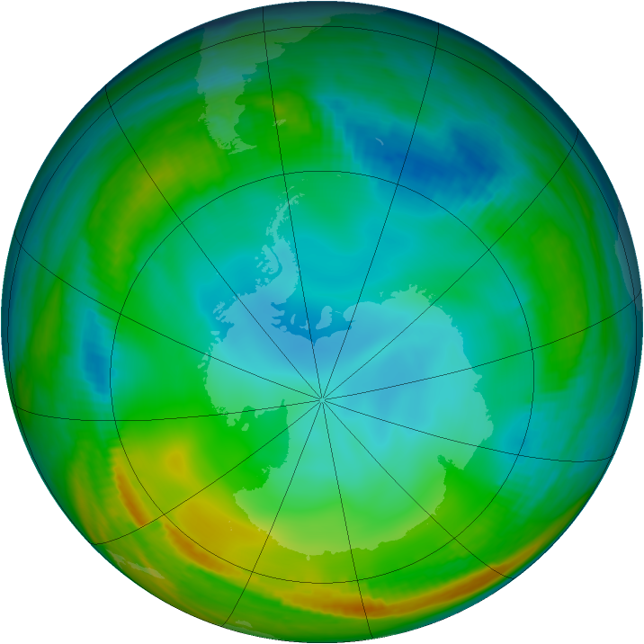 Antarctic ozone map for 02 July 1998